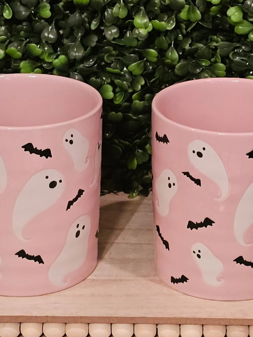 Pink Ghost & Bat Ceramic Mug Set by